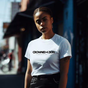 Crowned4Zion Merch Heavy Cotton Tee (White/blk)