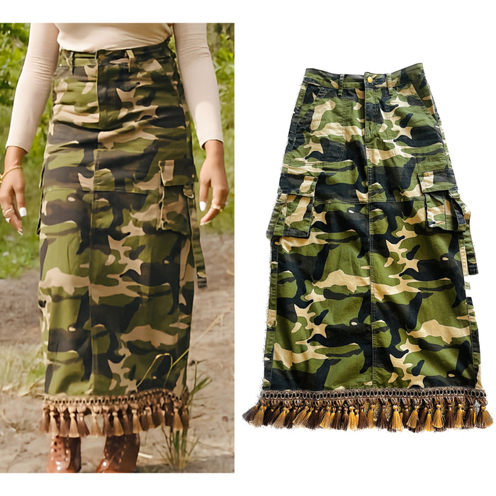 “Soulja Sista” Skirt with Fringes Added