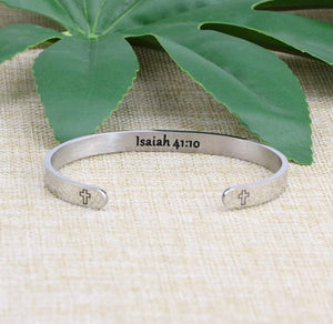 Engraved Scriptural Bracelet Cuff (Do not fear for I am with you)