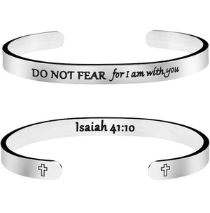 Engraved Scriptural Bracelet Cuff (Do not fear for I am with you)